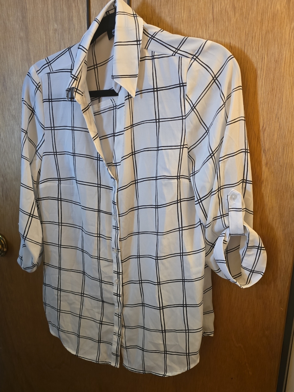 by & by White Windowpane Button-Down Shirt